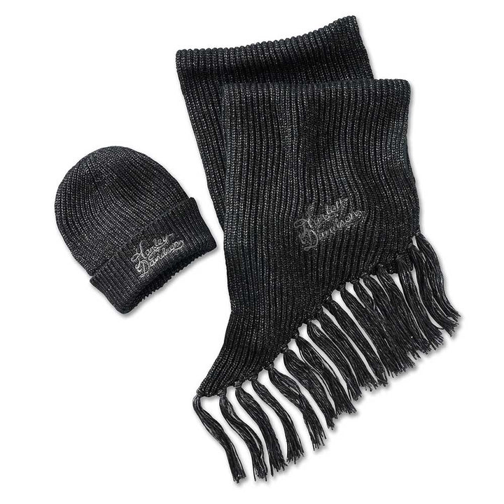 HAT/SCARF SET-KNIT,BLACK