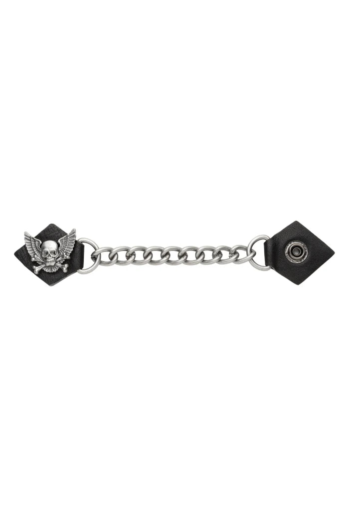 Rallonge de gilet 7,7 pouces, motif os croisés ailés en argent antique - 08617