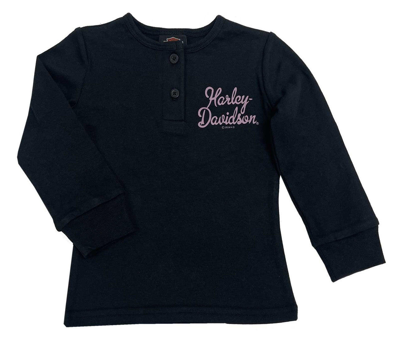 T-shirt Henley à manches longues rose à inscription Harley-Davidson® pour grandes filles (1024411-1034411-1044411)