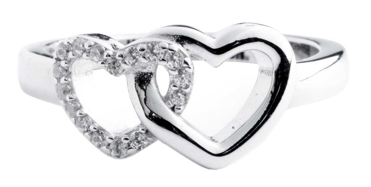 Bague double cœur ornée pour femme - 34R00018