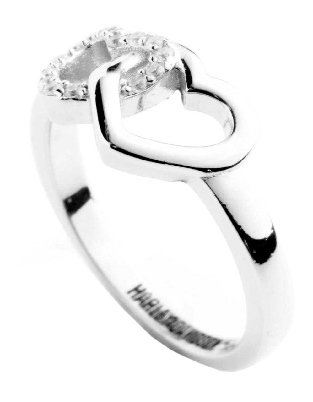 Bague double cœur ornée pour femme - 34R00018