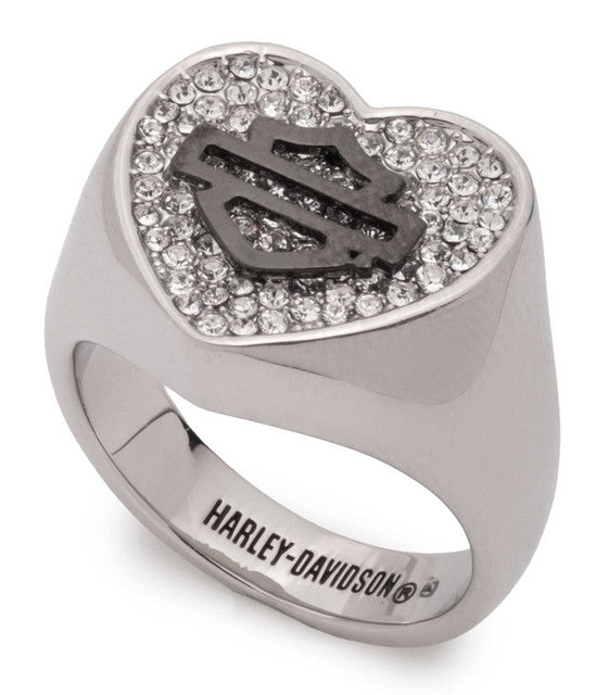 Bague Harley-Davidson® pour femme, motif cœur pavé - 34R0080*