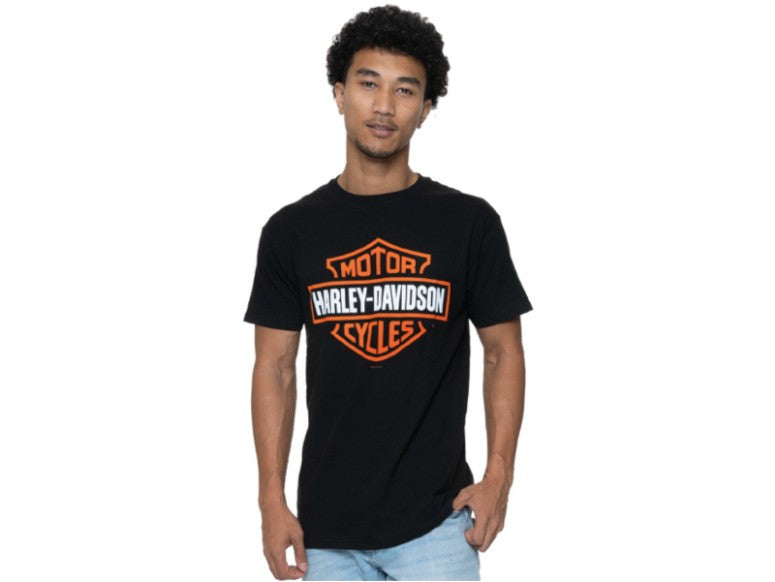 T-shirt de concessionnaire Harley-Davidson pour homme « B&S Orange sur noir » 40291550