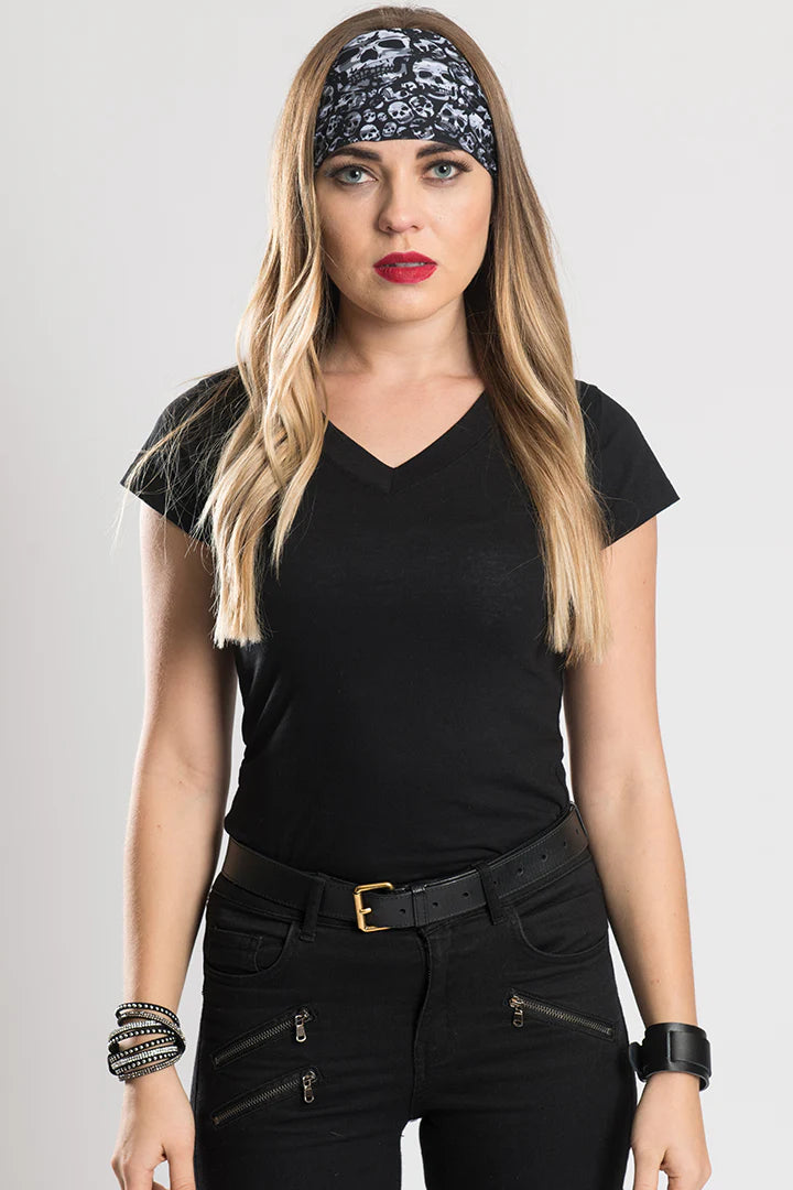 Bandeau EZ Bandz à motif de crânes noirs