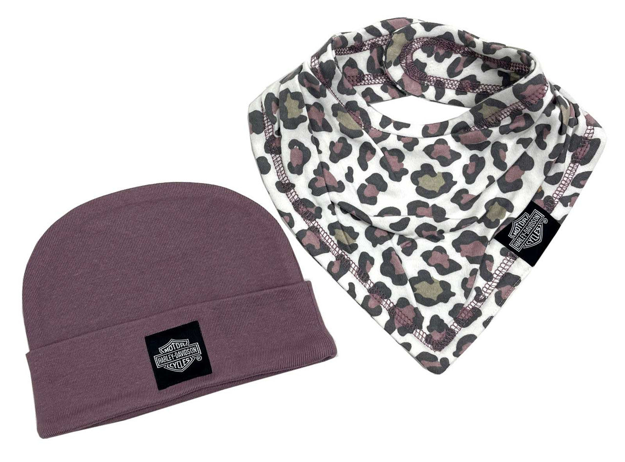 ONE SIZE KNIT BANDANA BIB AND BEANNIE SET BEBE FILLE ÉDITION LIMITÉE