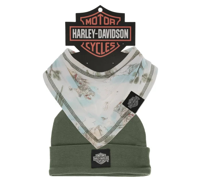 Lot de 2 bonnets western Harley-Davidson® pour bébé garçon, vert - 725405