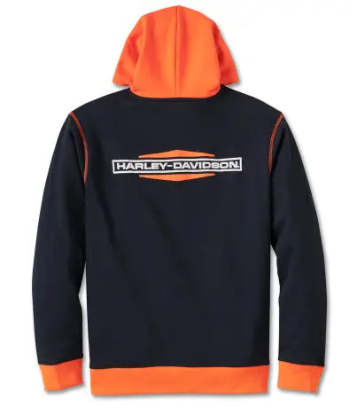 Sweat à capuche Harley-Davidson Kickstart Noir/Orange - 96007-25VM