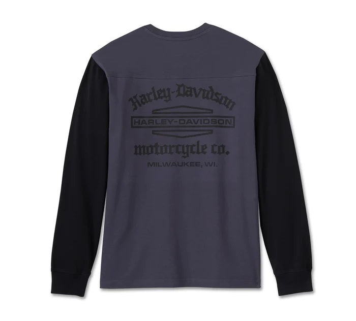 CHANDAIL POUR HOMME OLD ENGLISH STACKED HENLEY – NOIR/GRIS (96021-25VM)
