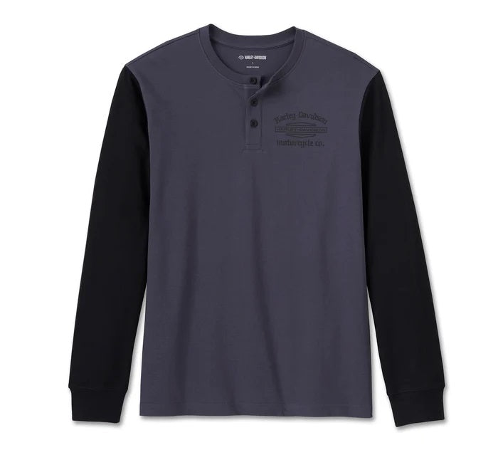 CHANDAIL POUR HOMME OLD ENGLISH STACKED HENLEY – NOIR/GRIS (96021-25VM)
