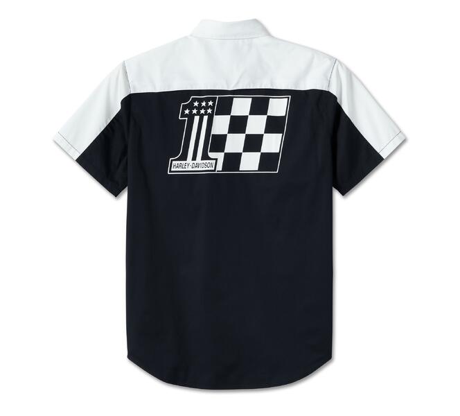 Chemise boutonnée à manches courtes avec logo de course n°1 pour homme - 96090-24VM