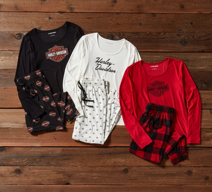 Pyjama à manches longues à carreaux B&S pour femme - 96162-25VW