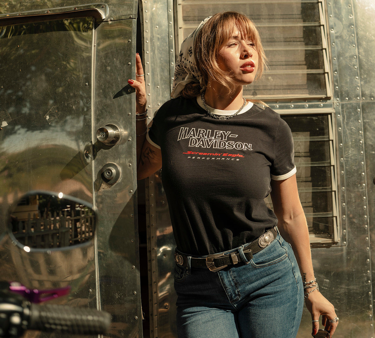 T-shirt à col rond Screamin' Eagle Drop H pour femme - 96331-26vw