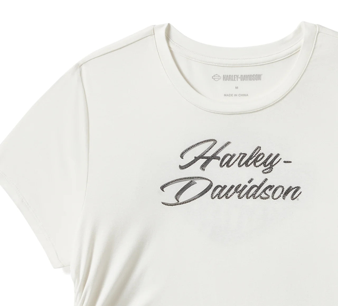 Haut à manches courtes froncé et orné de strass pour femme - 96445-25vw