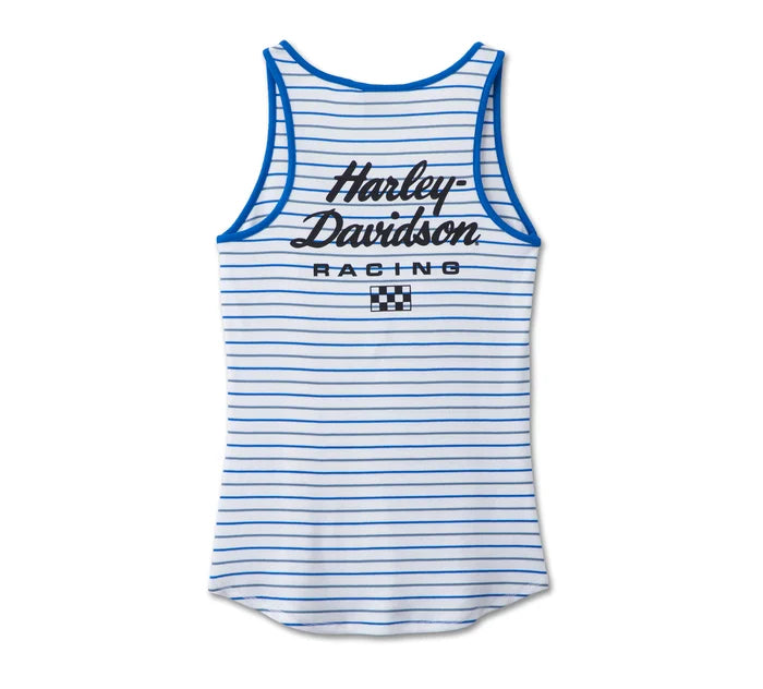 Débardeur rayé #1 Racing pour femme - Blanc brillant (96493-24VW)