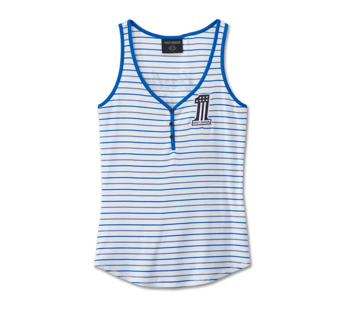 Débardeur rayé #1 Racing pour femme - Blanc brillant (96493-24VW)