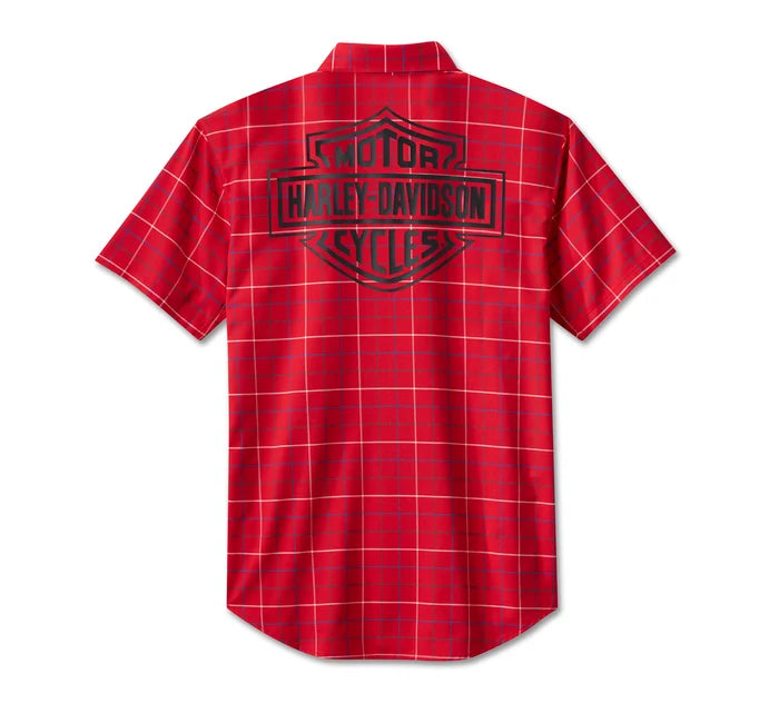 Chemise à carreaux rouge B&S pour homme- 96558-24VM