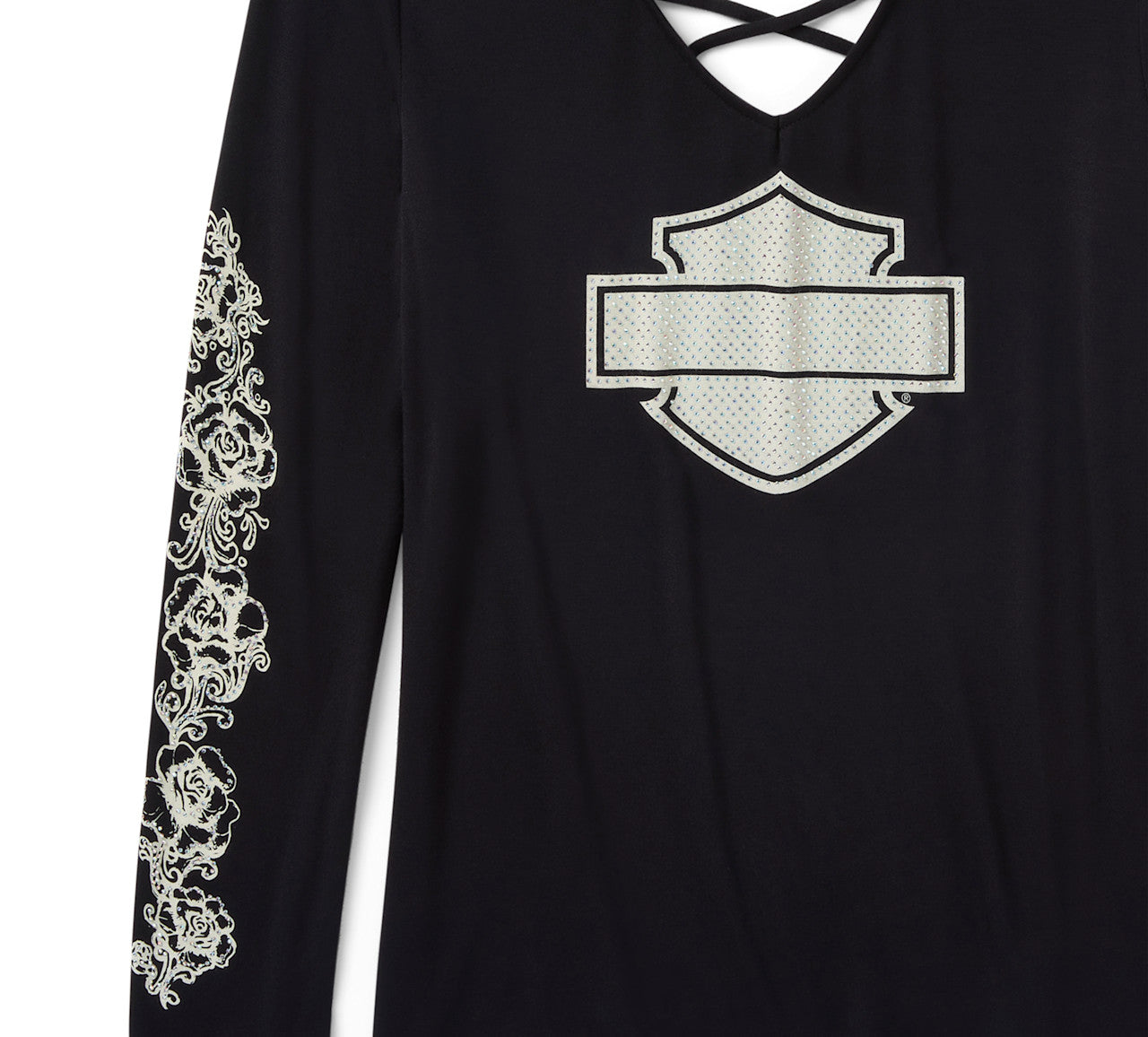 T-shirt à manches longues orné de strass pour femme - 96644-25VW