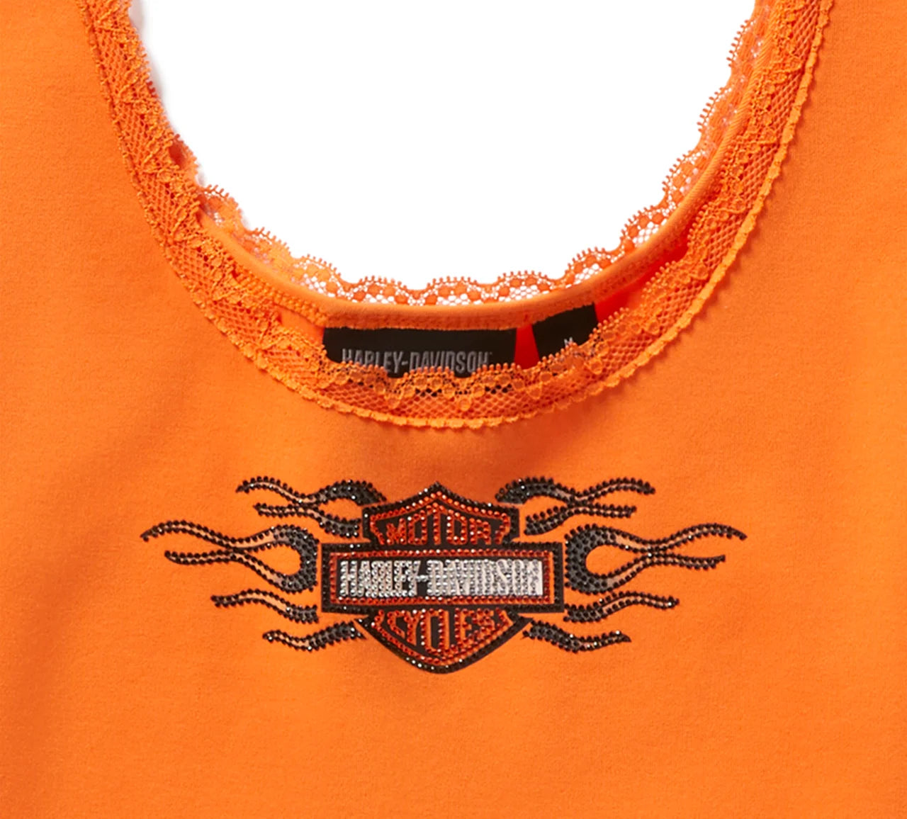 Débardeur femme style vintage flammes avec bordure en dentelle et strass - 96774-25VW