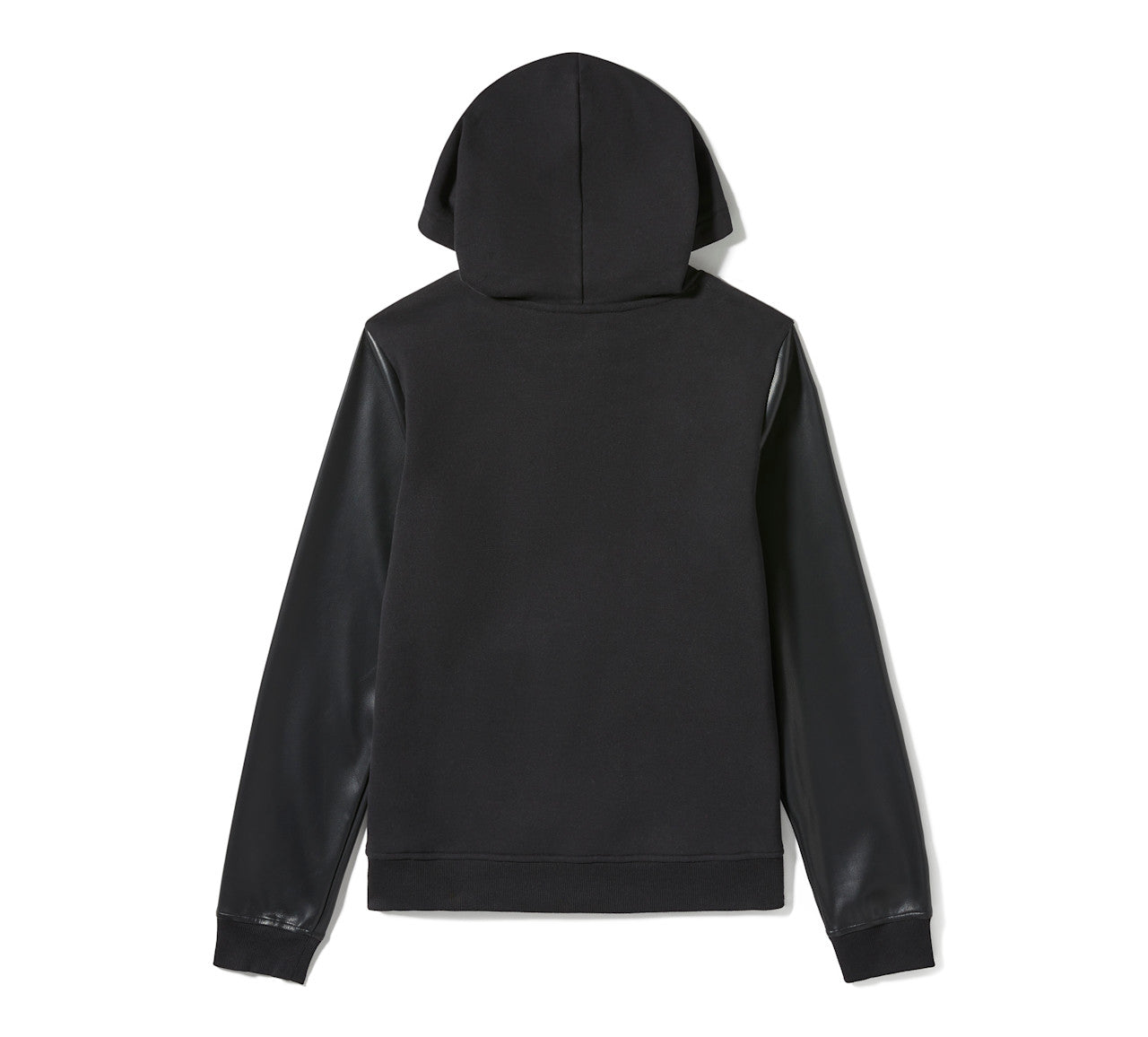 Sweat à capuche à manches en similicuir pour femme - 96817-25VW