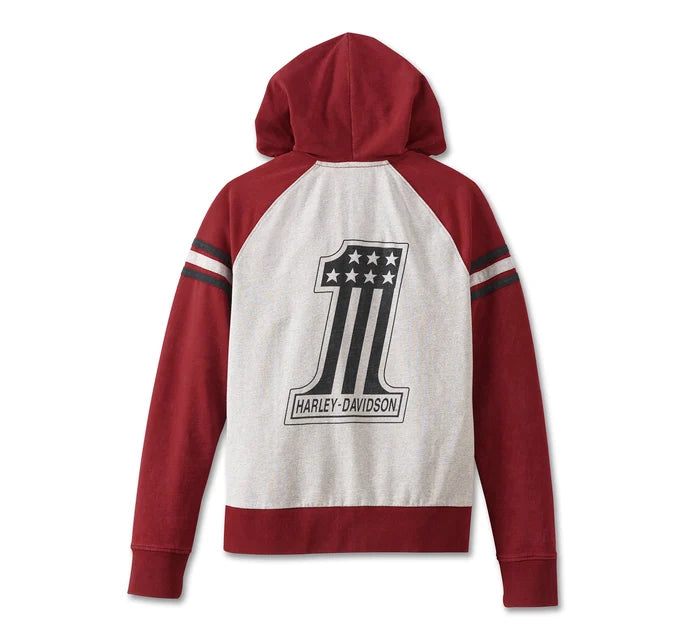 HOODIE-KNIT,RED COLORBLOCK