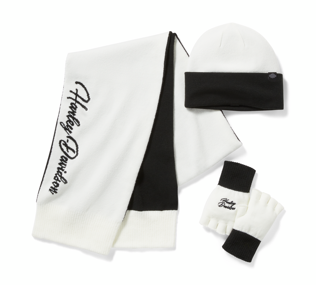 ENSEMBLE BONNET ECHARPE MITAINE NOIR ET BLANC - 97783-25VW