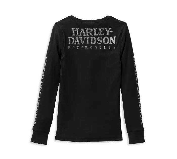 Henley à manches longues et boutons-pression Willie G Sk**l pour femme - 99099-22VW