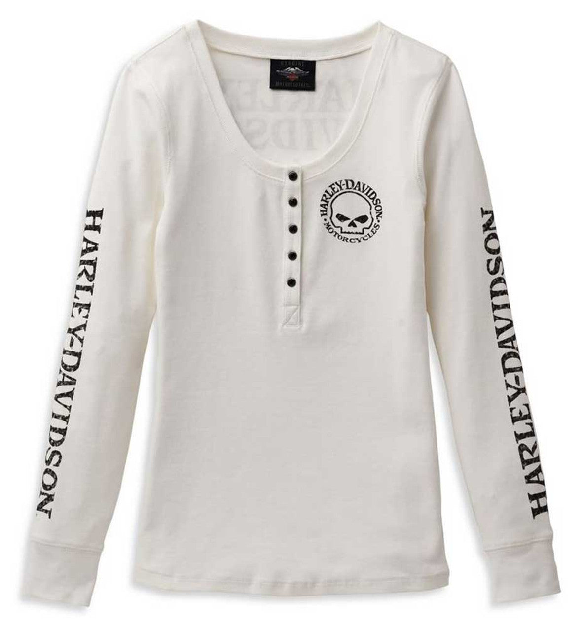 T-shirt Henley à manches longues et boutons-pression pour femme - 99100-22VW