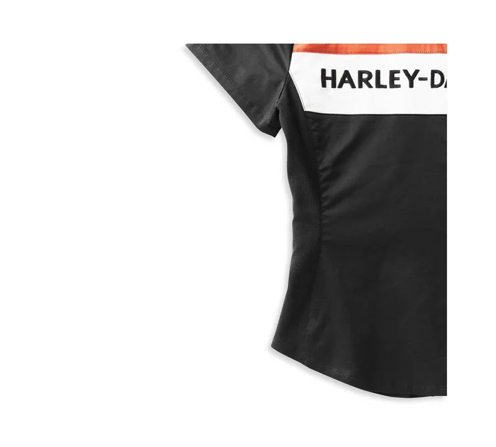 Chemise à rayures ras du cou et fermeture éclair sur le devant pour femme - 99114-22VW