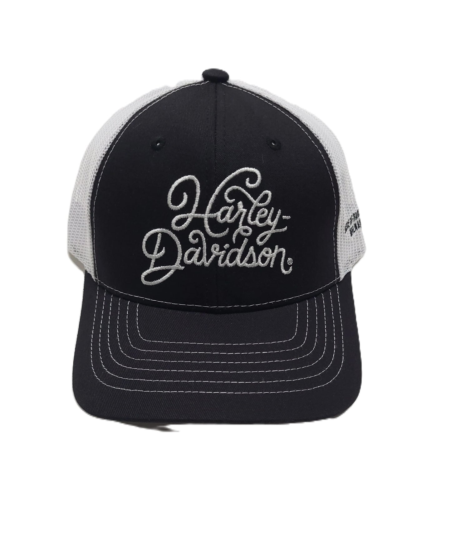 Casquette de camionneur brodée personnalisée avec queue de cheval SJHD | Noir et blanc (50290117)