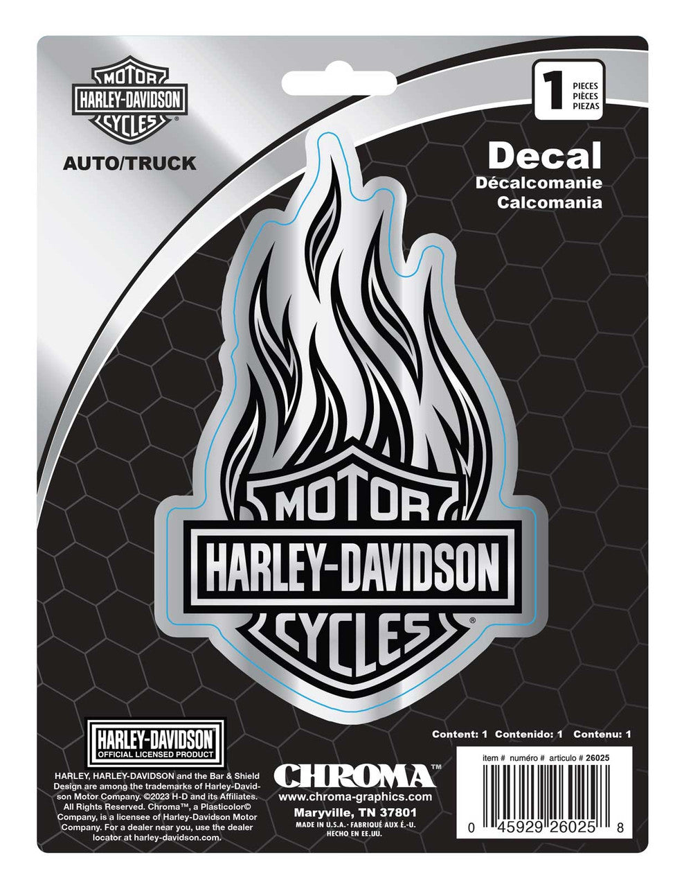 Autocollant H-D® Chrome B&S Logo Flames - CG26025