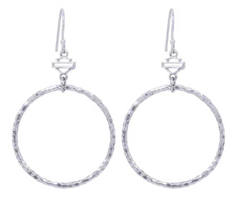 Boucles d'oreilles créoles martelées H-D® pour femmes avec crochet B&S - HDE0441