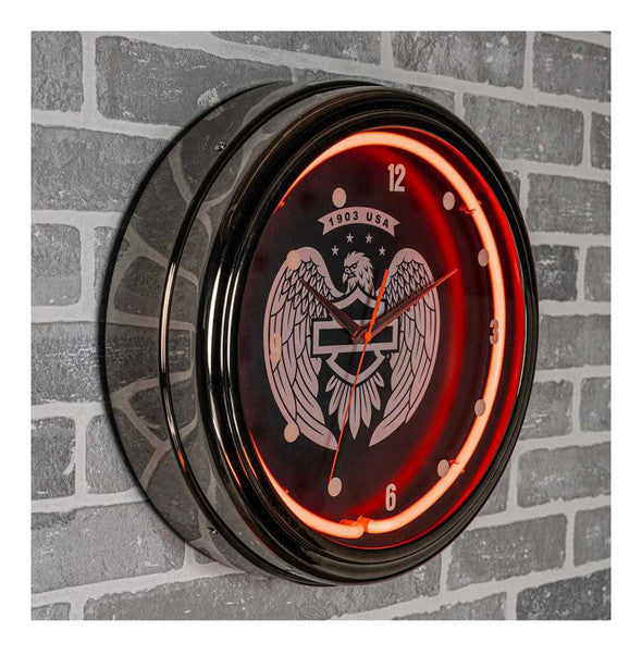 Horloge néon Harley-Davidson® Open B&S Eagle - HDL-16649