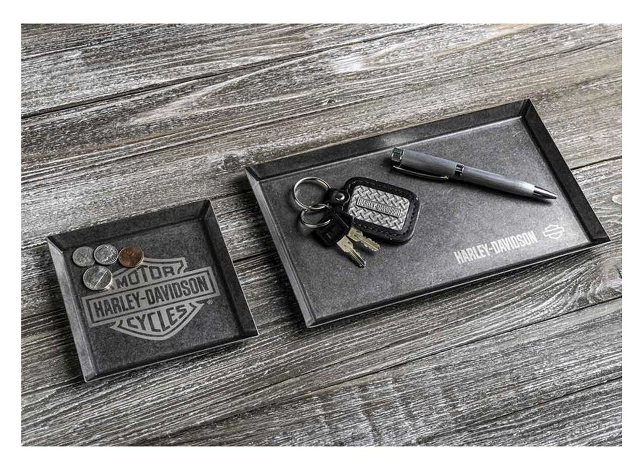 OPEN BAR AND SHIELD METAL VALET TRAY SET