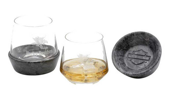 SWOOPING EAGLE STONE BASE GLASS SET - HDL-18829