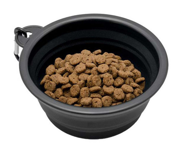 Gamelle pliable pour animaux H-D®, en silicone alimentaire avec mousqueton - HDX-90214