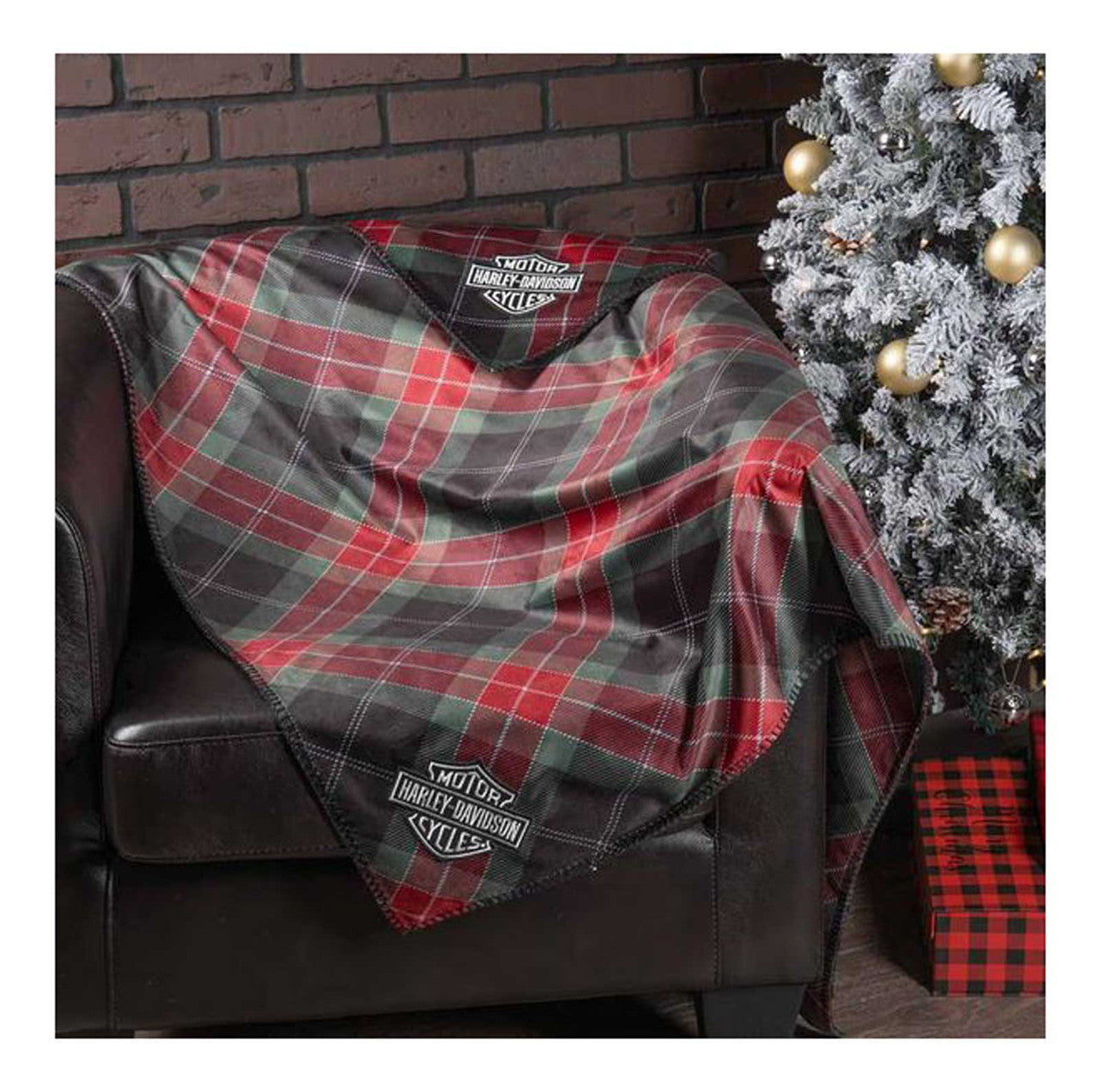 Couverture polaire à carreaux brodée H-D® avec logo B&S - HDX-99353