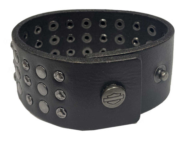Bracelet manchette réglable en cuir à triple rangée de clous pour homme (MAU601)