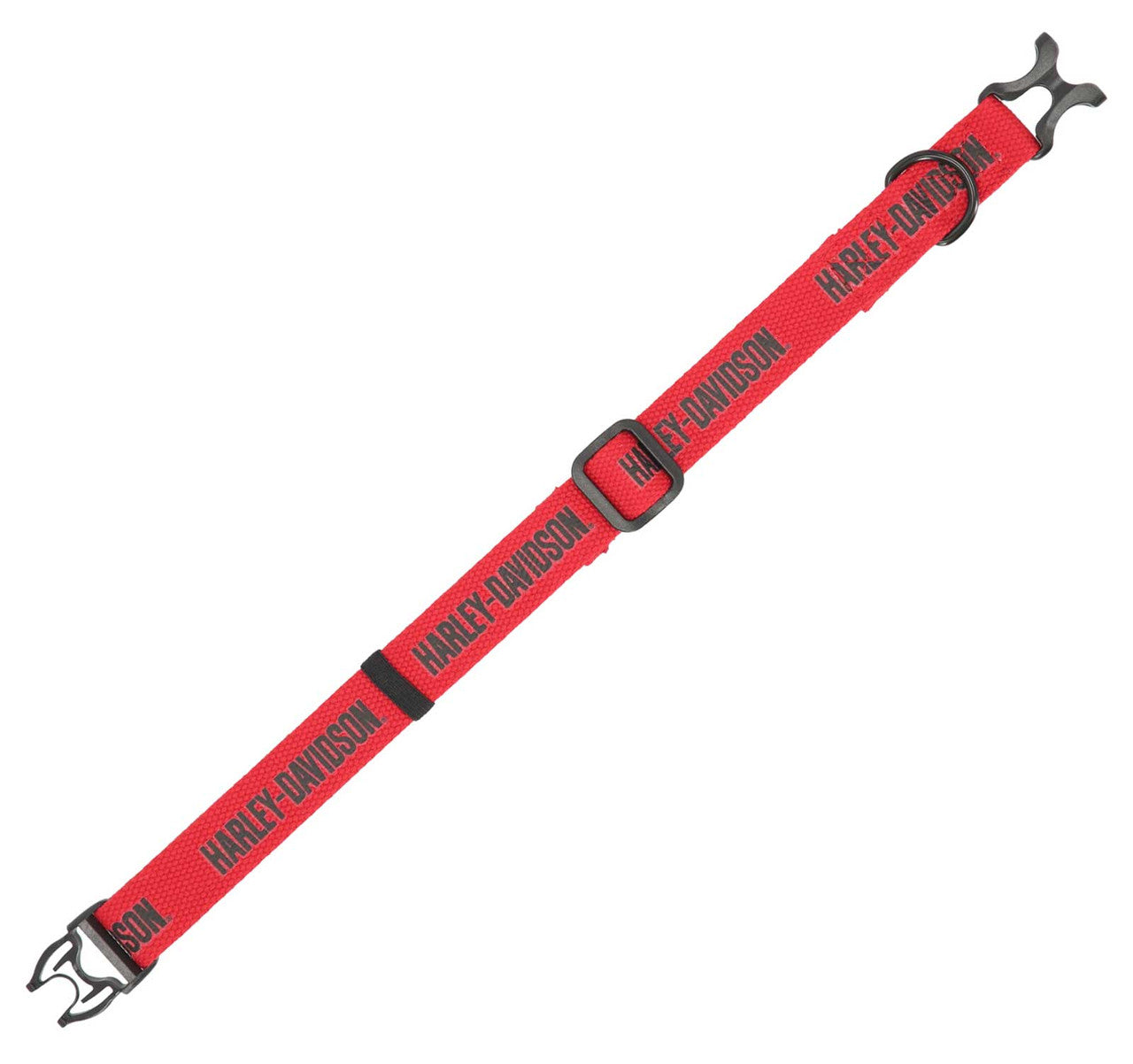 Collier ajustable pour animaux de compagnie Harley-Davidson® en toile de coton avec texte HD – Rouge/noir (MPC002/10)