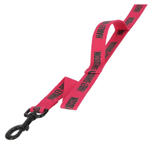 Laisse pour chien en toile de coton avec texte HD et poignée de maintien – Rose (MPC104/16)