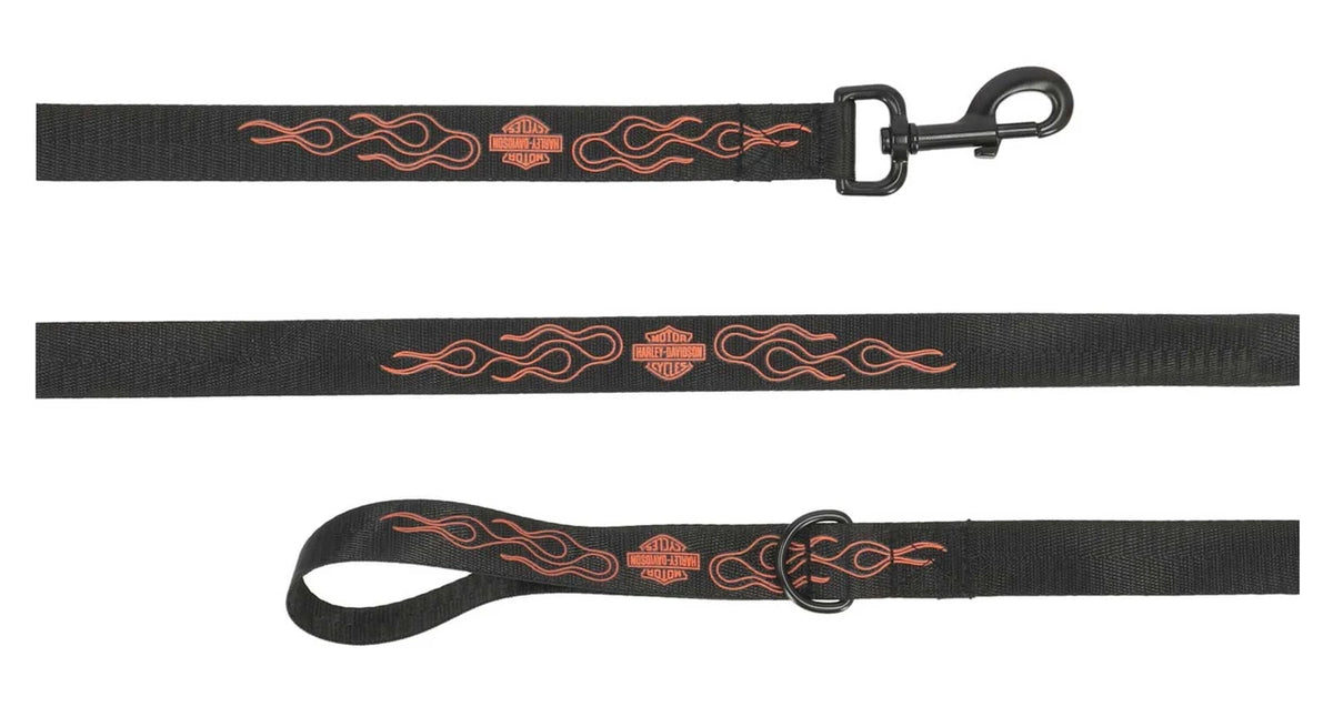 Laisse pour chien en polyester H-D® B&S Flames - MPC105/08