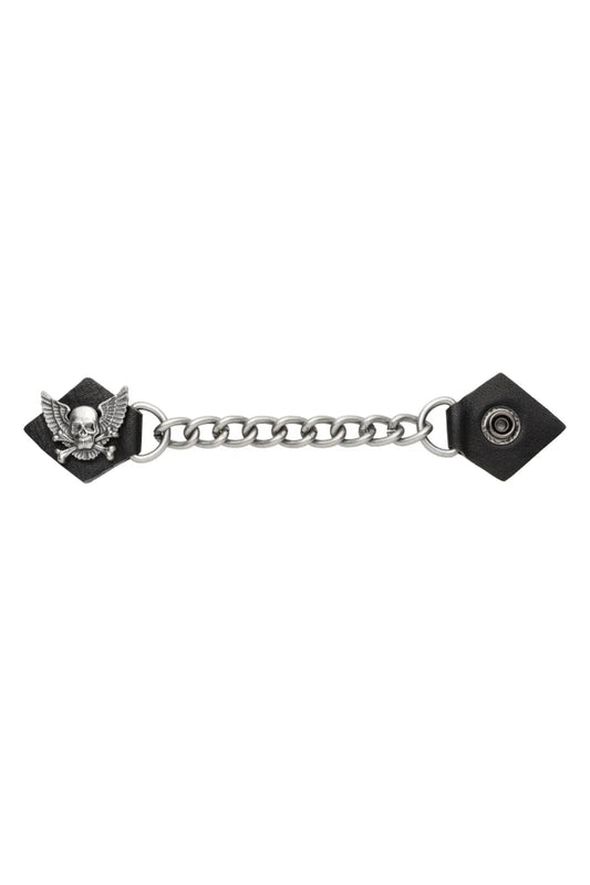 Rallonge de gilet 7,7 pouces, motif os croisés ailés en argent antique - 08617