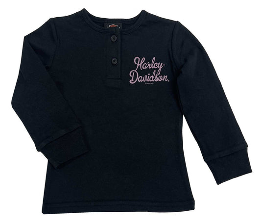 T-shirt Henley à manches longues rose à inscription Harley-Davidson® pour grandes filles (1024411-1034411-1044411)