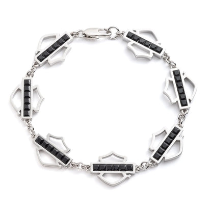Bracelet Harley-Davidson® pour femme B&S Flex en cristal noir - 34B00274