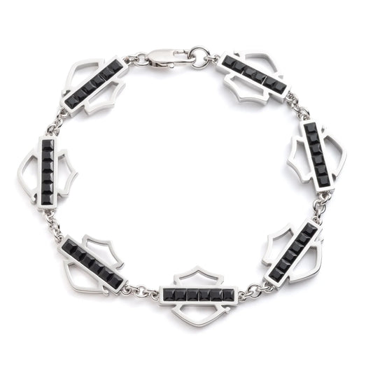 Bracelet Harley-Davidson® pour femme B&S Flex en cristal noir - 34B00274