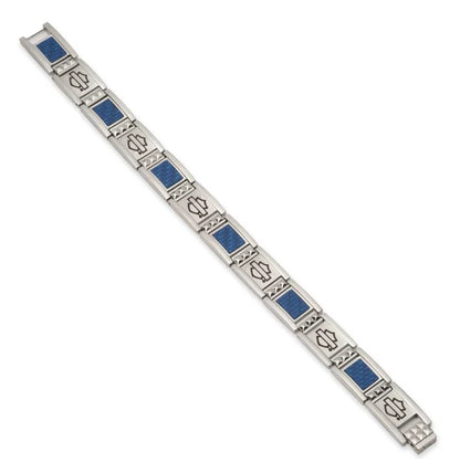 Bracelet H-D® pour homme, modèle B&S bleu, en fibre de carbone flexible et acier argenté - 34B00242