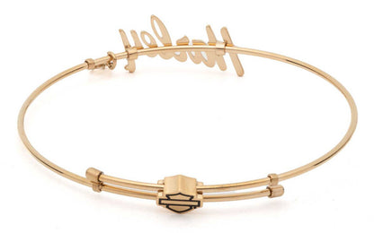 Bracelet jonc H-D® pour femme, en acier inoxydable et pierre dorée - 34B00262