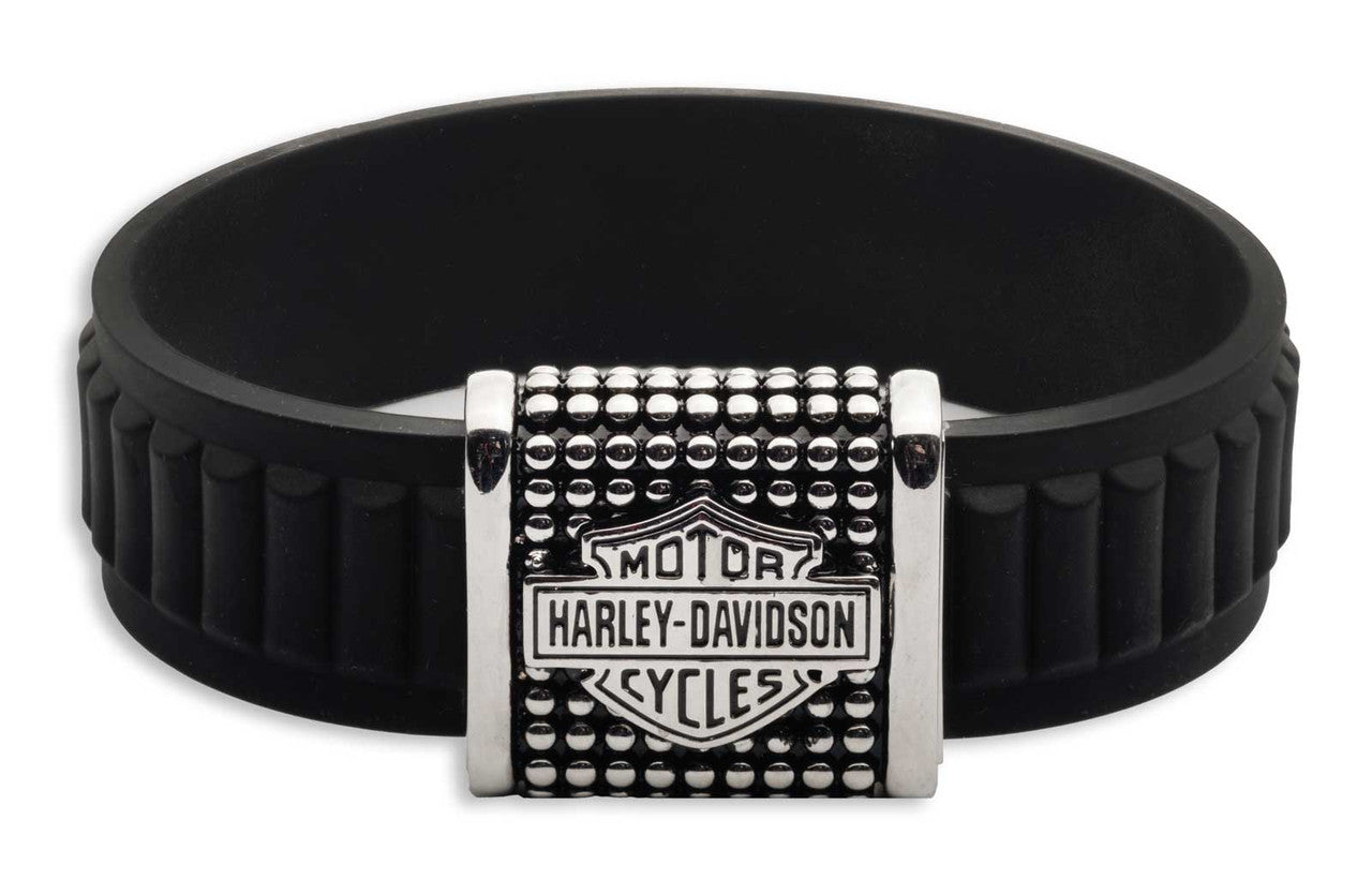 Bracelet jonc en silicone noir Harley-Davidson® pour homme - 34B00278
