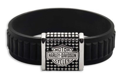 Bracelet jonc en silicone noir Harley-Davidson® pour homme - 34B00278