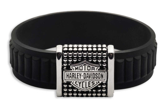 Bracelet jonc en silicone noir Harley-Davidson® pour homme - 34B00278