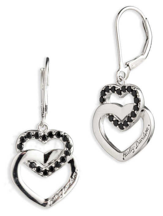 BOUCLE D'OREILLE POUR FEMME DOUBLE HEART DROP ÉDITION LIMITÉE - 34G00137